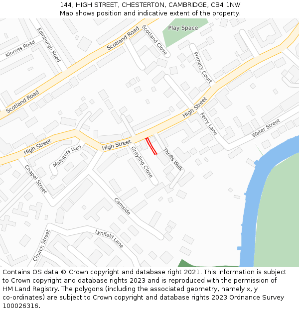 144, HIGH STREET, CHESTERTON, CAMBRIDGE, CB4 1NW: Location map and indicative extent of plot