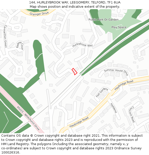 144, HURLEYBROOK WAY, LEEGOMERY, TELFORD, TF1 6UA: Location map and indicative extent of plot