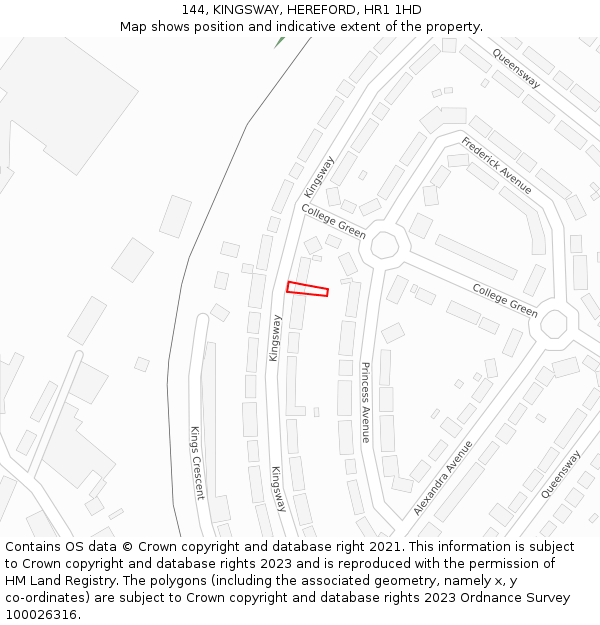 144, KINGSWAY, HEREFORD, HR1 1HD: Location map and indicative extent of plot