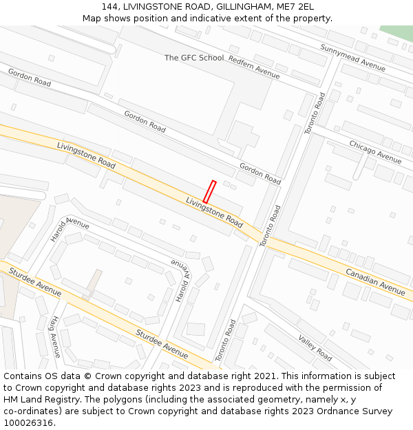 144, LIVINGSTONE ROAD, GILLINGHAM, ME7 2EL: Location map and indicative extent of plot