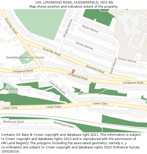 144, LONGWOOD ROAD, HUDDERSFIELD, HD3 4EJ: Location map and indicative extent of plot