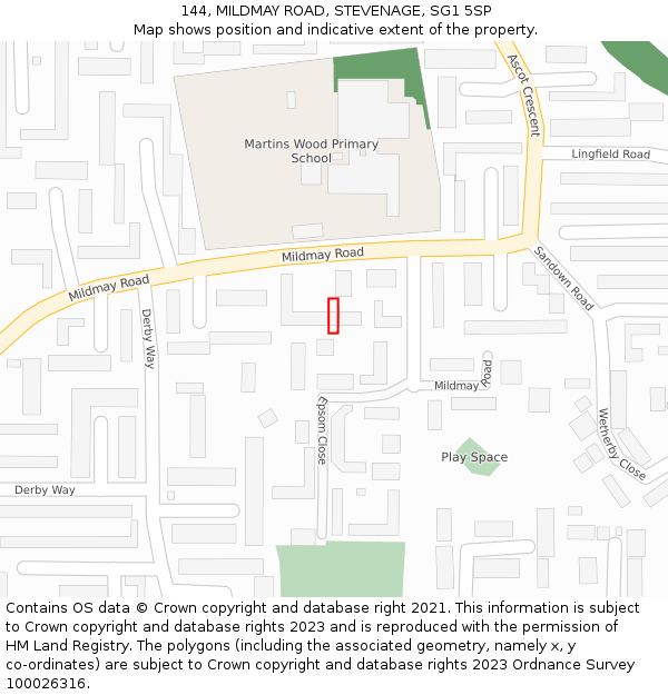 144, MILDMAY ROAD, STEVENAGE, SG1 5SP: Location map and indicative extent of plot