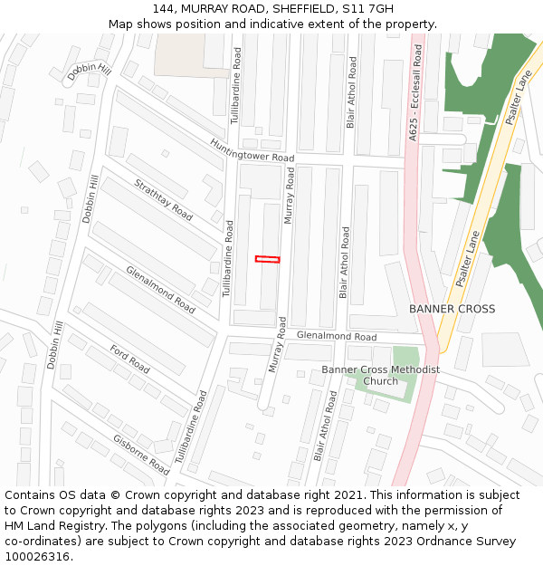 144, MURRAY ROAD, SHEFFIELD, S11 7GH: Location map and indicative extent of plot
