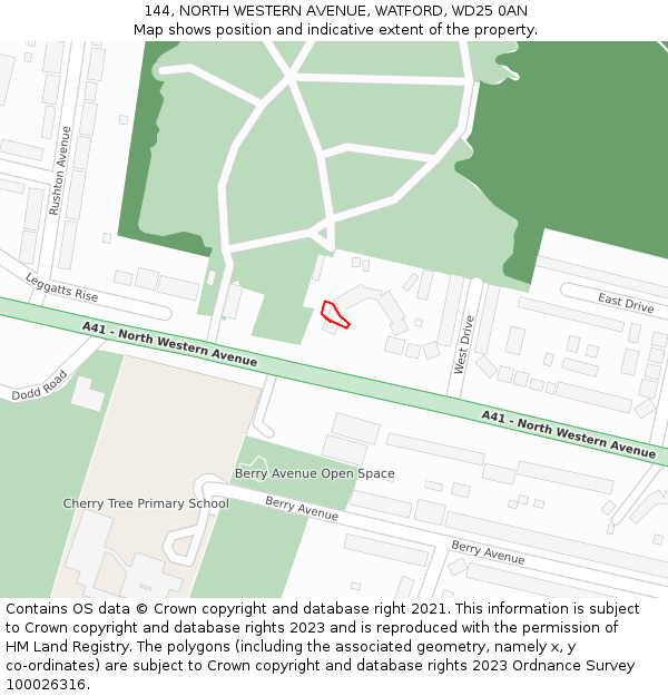 144, NORTH WESTERN AVENUE, WATFORD, WD25 0AN: Location map and indicative extent of plot