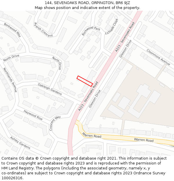 144, SEVENOAKS ROAD, ORPINGTON, BR6 9JZ: Location map and indicative extent of plot