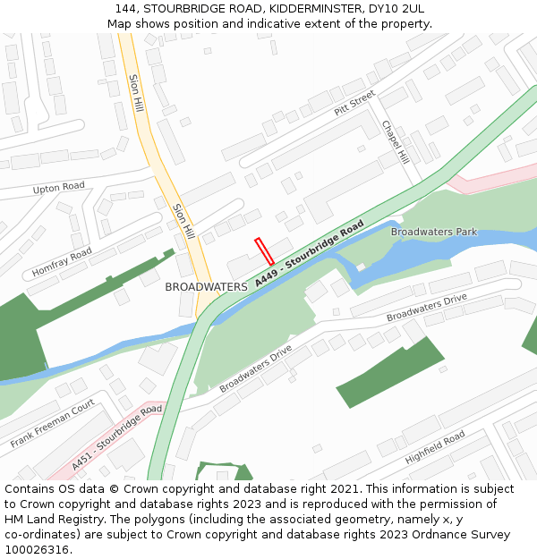 144, STOURBRIDGE ROAD, KIDDERMINSTER, DY10 2UL: Location map and indicative extent of plot