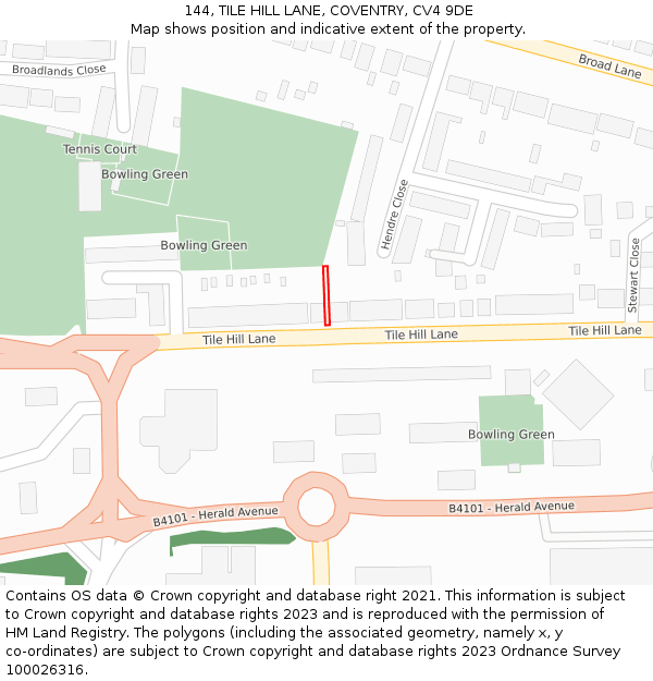 144, TILE HILL LANE, COVENTRY, CV4 9DE: Location map and indicative extent of plot