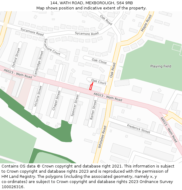 144, WATH ROAD, MEXBOROUGH, S64 9RB: Location map and indicative extent of plot