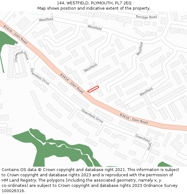 144, WESTFIELD, PLYMOUTH, PL7 2EQ: Location map and indicative extent of plot