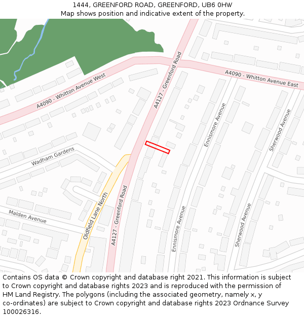 1444, GREENFORD ROAD, GREENFORD, UB6 0HW: Location map and indicative extent of plot