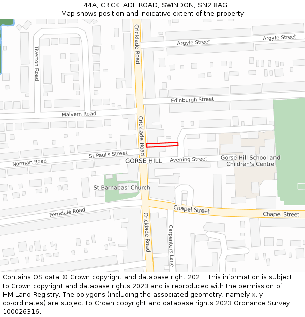 144A, CRICKLADE ROAD, SWINDON, SN2 8AG: Location map and indicative extent of plot
