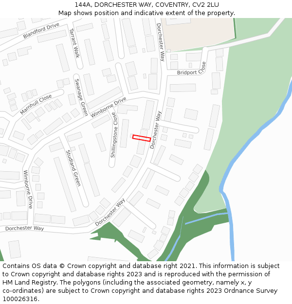144A, DORCHESTER WAY, COVENTRY, CV2 2LU: Location map and indicative extent of plot