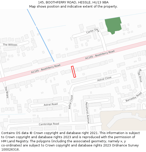 145, BOOTHFERRY ROAD, HESSLE, HU13 9BA: Location map and indicative extent of plot