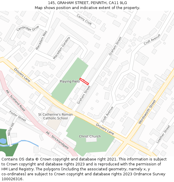 145, GRAHAM STREET, PENRITH, CA11 9LG: Location map and indicative extent of plot