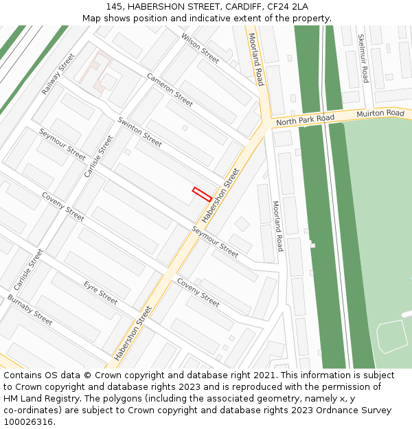 145, HABERSHON STREET, CARDIFF, CF24 2LA: Location map and indicative extent of plot