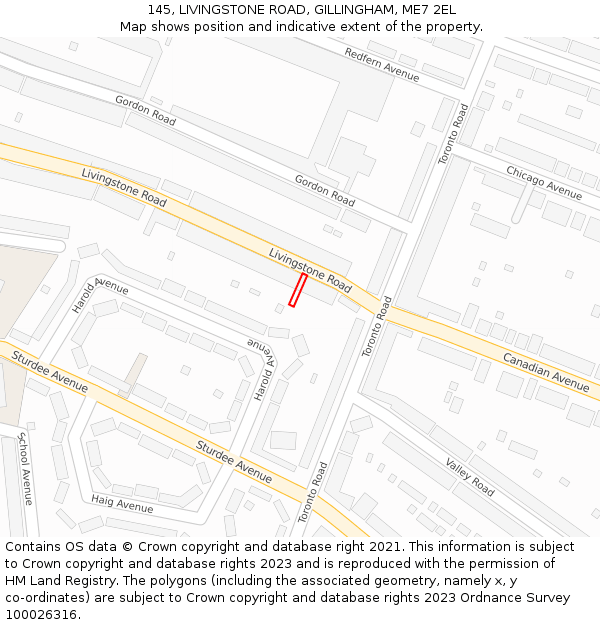 145, LIVINGSTONE ROAD, GILLINGHAM, ME7 2EL: Location map and indicative extent of plot