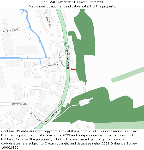 145, MALLING STREET, LEWES, BN7 2RB: Location map and indicative extent of plot