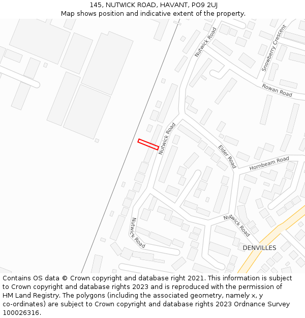 145, NUTWICK ROAD, HAVANT, PO9 2UJ: Location map and indicative extent of plot