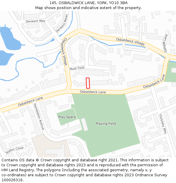145, OSBALDWICK LANE, YORK, YO10 3BA: Location map and indicative extent of plot