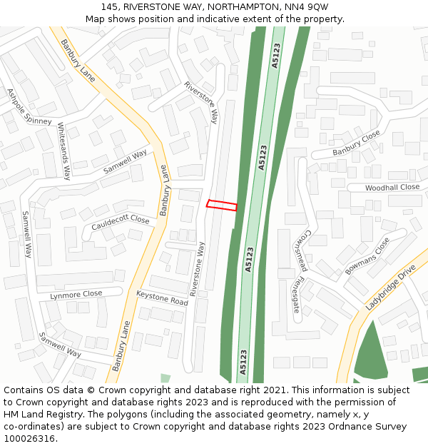 145, RIVERSTONE WAY, NORTHAMPTON, NN4 9QW: Location map and indicative extent of plot