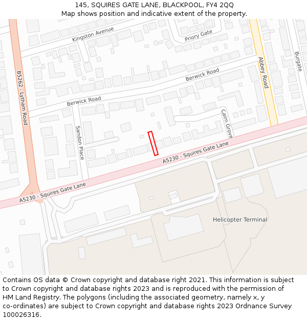 145, SQUIRES GATE LANE, BLACKPOOL, FY4 2QQ: Location map and indicative extent of plot