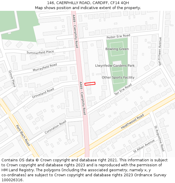 146, CAERPHILLY ROAD, CARDIFF, CF14 4QH: Location map and indicative extent of plot