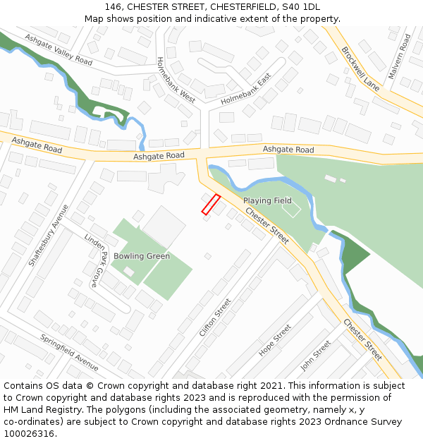 146, CHESTER STREET, CHESTERFIELD, S40 1DL: Location map and indicative extent of plot