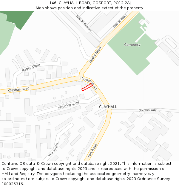 146, CLAYHALL ROAD, GOSPORT, PO12 2AJ: Location map and indicative extent of plot