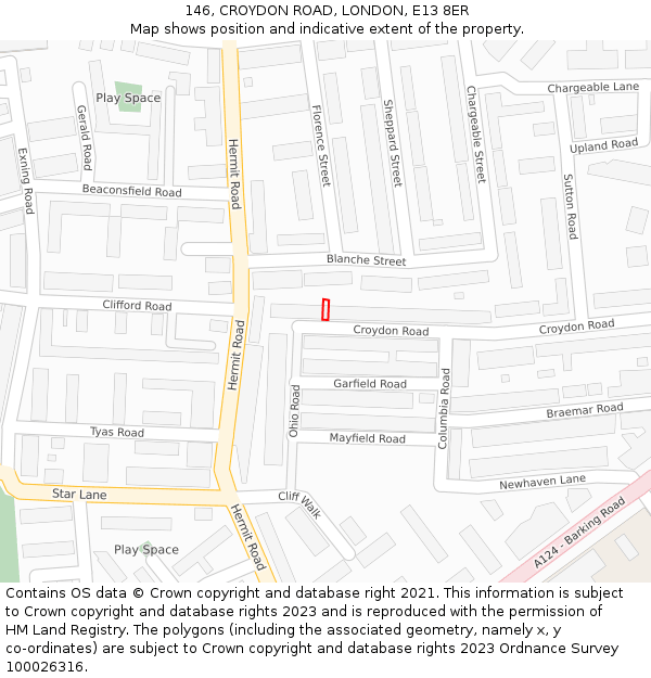 146, CROYDON ROAD, LONDON, E13 8ER: Location map and indicative extent of plot