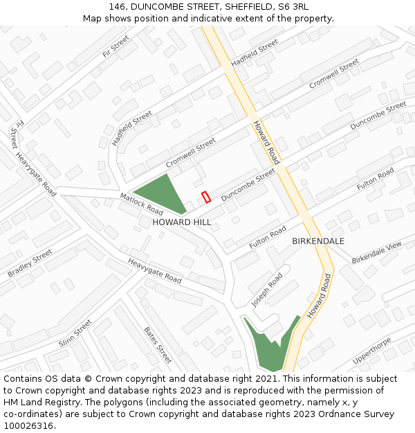 146, DUNCOMBE STREET, SHEFFIELD, S6 3RL: Location map and indicative extent of plot