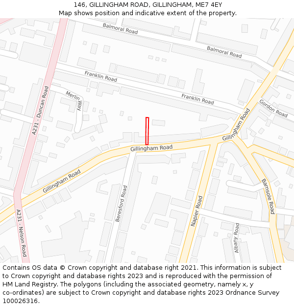 146, GILLINGHAM ROAD, GILLINGHAM, ME7 4EY: Location map and indicative extent of plot