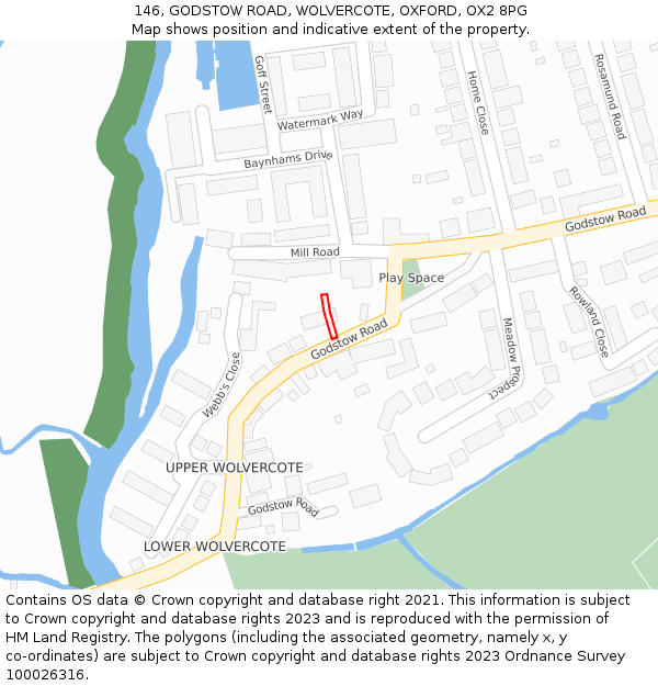 146, GODSTOW ROAD, WOLVERCOTE, OXFORD, OX2 8PG: Location map and indicative extent of plot