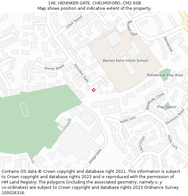 146, HENNIKER GATE, CHELMSFORD, CM2 6SB: Location map and indicative extent of plot