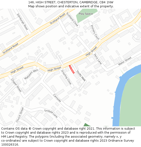146, HIGH STREET, CHESTERTON, CAMBRIDGE, CB4 1NW: Location map and indicative extent of plot
