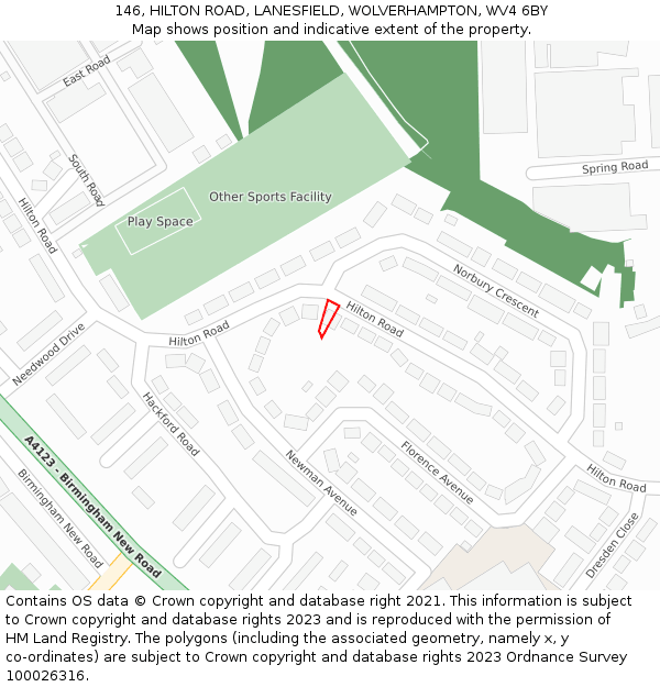 146, HILTON ROAD, LANESFIELD, WOLVERHAMPTON, WV4 6BY: Location map and indicative extent of plot
