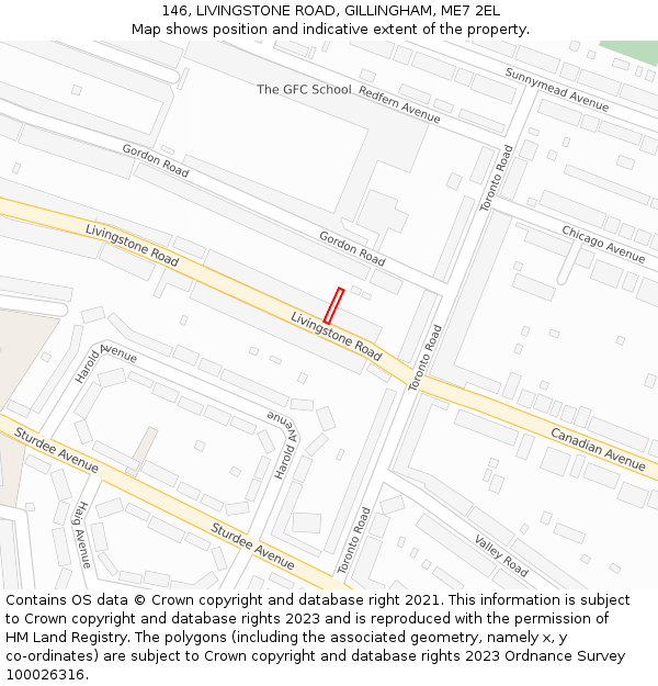 146, LIVINGSTONE ROAD, GILLINGHAM, ME7 2EL: Location map and indicative extent of plot