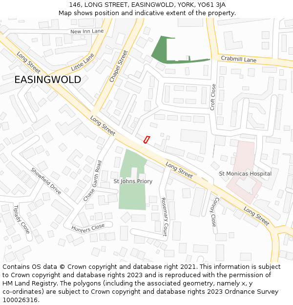 146, LONG STREET, EASINGWOLD, YORK, YO61 3JA: Location map and indicative extent of plot