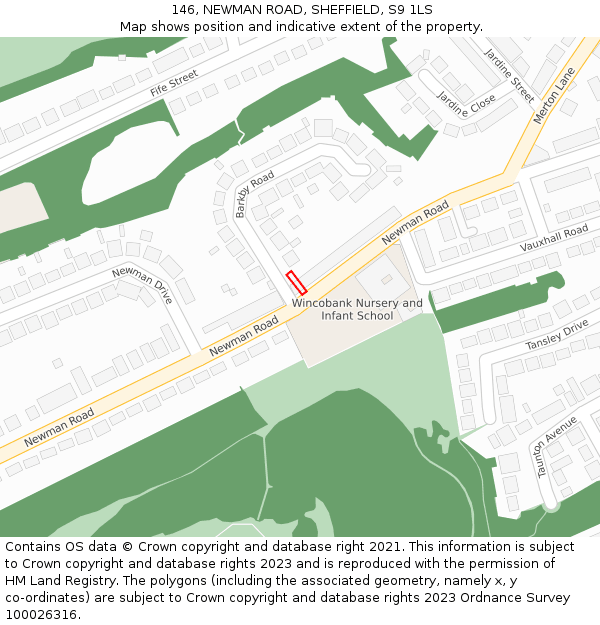 146, NEWMAN ROAD, SHEFFIELD, S9 1LS: Location map and indicative extent of plot