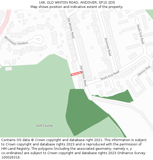 146, OLD WINTON ROAD, ANDOVER, SP10 2DS: Location map and indicative extent of plot