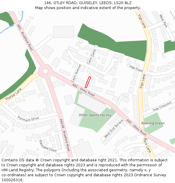 146, OTLEY ROAD, GUISELEY, LEEDS, LS20 8LZ: Location map and indicative extent of plot