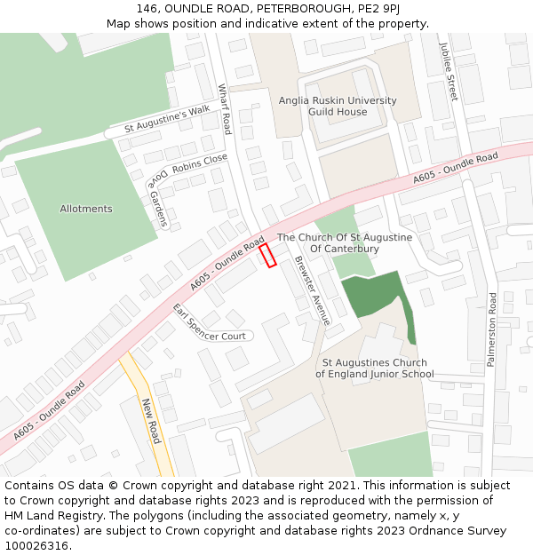 146, OUNDLE ROAD, PETERBOROUGH, PE2 9PJ: Location map and indicative extent of plot