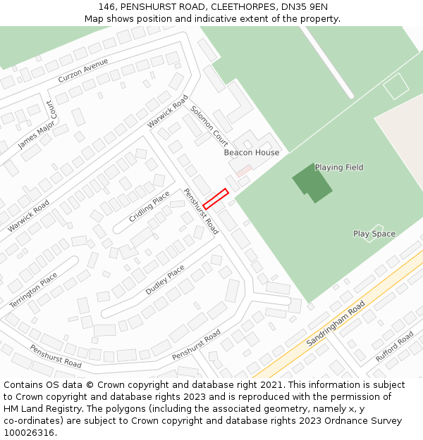 146, PENSHURST ROAD, CLEETHORPES, DN35 9EN: Location map and indicative extent of plot
