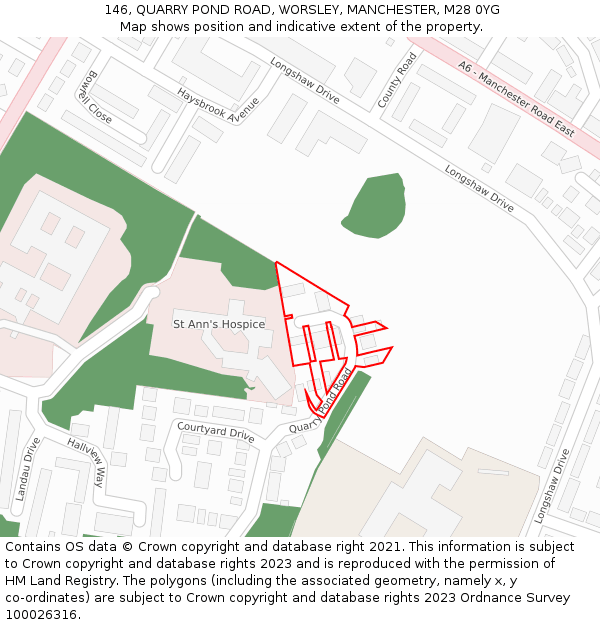 146, QUARRY POND ROAD, WORSLEY, MANCHESTER, M28 0YG: Location map and indicative extent of plot
