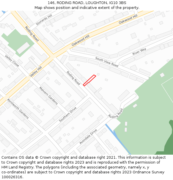 146, RODING ROAD, LOUGHTON, IG10 3BS: Location map and indicative extent of plot
