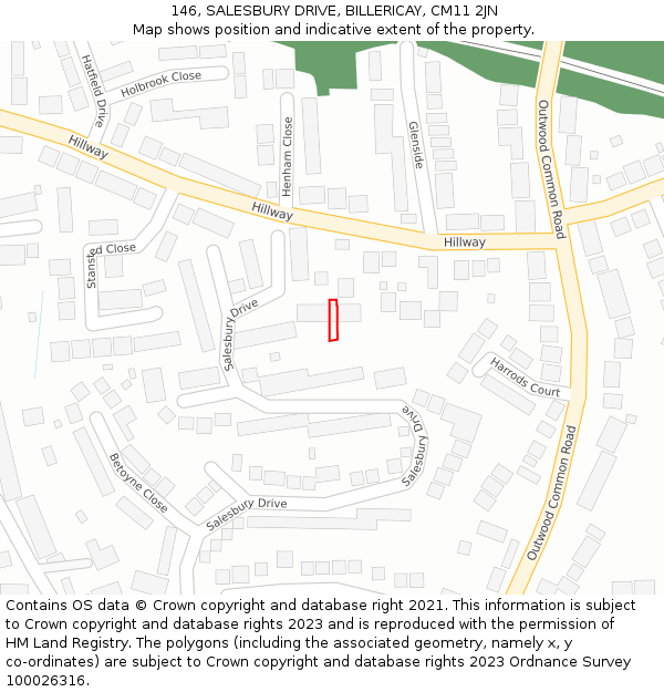 146, SALESBURY DRIVE, BILLERICAY, CM11 2JN: Location map and indicative extent of plot