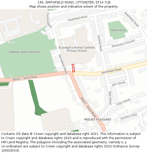 146, SMITHFIELD ROAD, UTTOXETER, ST14 7LB: Location map and indicative extent of plot