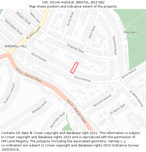 146, SYLVIA AVENUE, BRISTOL, BS3 5BZ: Location map and indicative extent of plot