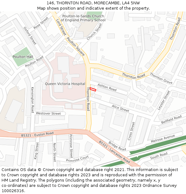146, THORNTON ROAD, MORECAMBE, LA4 5NW: Location map and indicative extent of plot