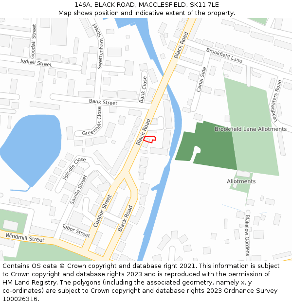 146A, BLACK ROAD, MACCLESFIELD, SK11 7LE: Location map and indicative extent of plot