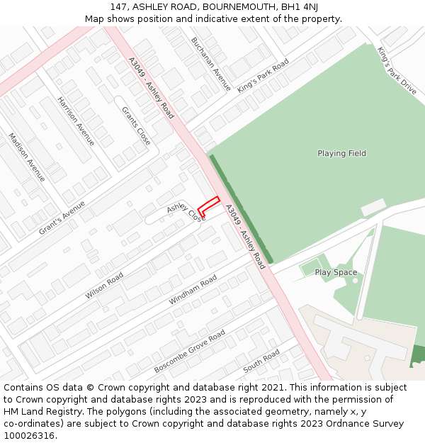 147, ASHLEY ROAD, BOURNEMOUTH, BH1 4NJ: Location map and indicative extent of plot